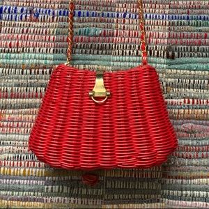 Pink wicker purse